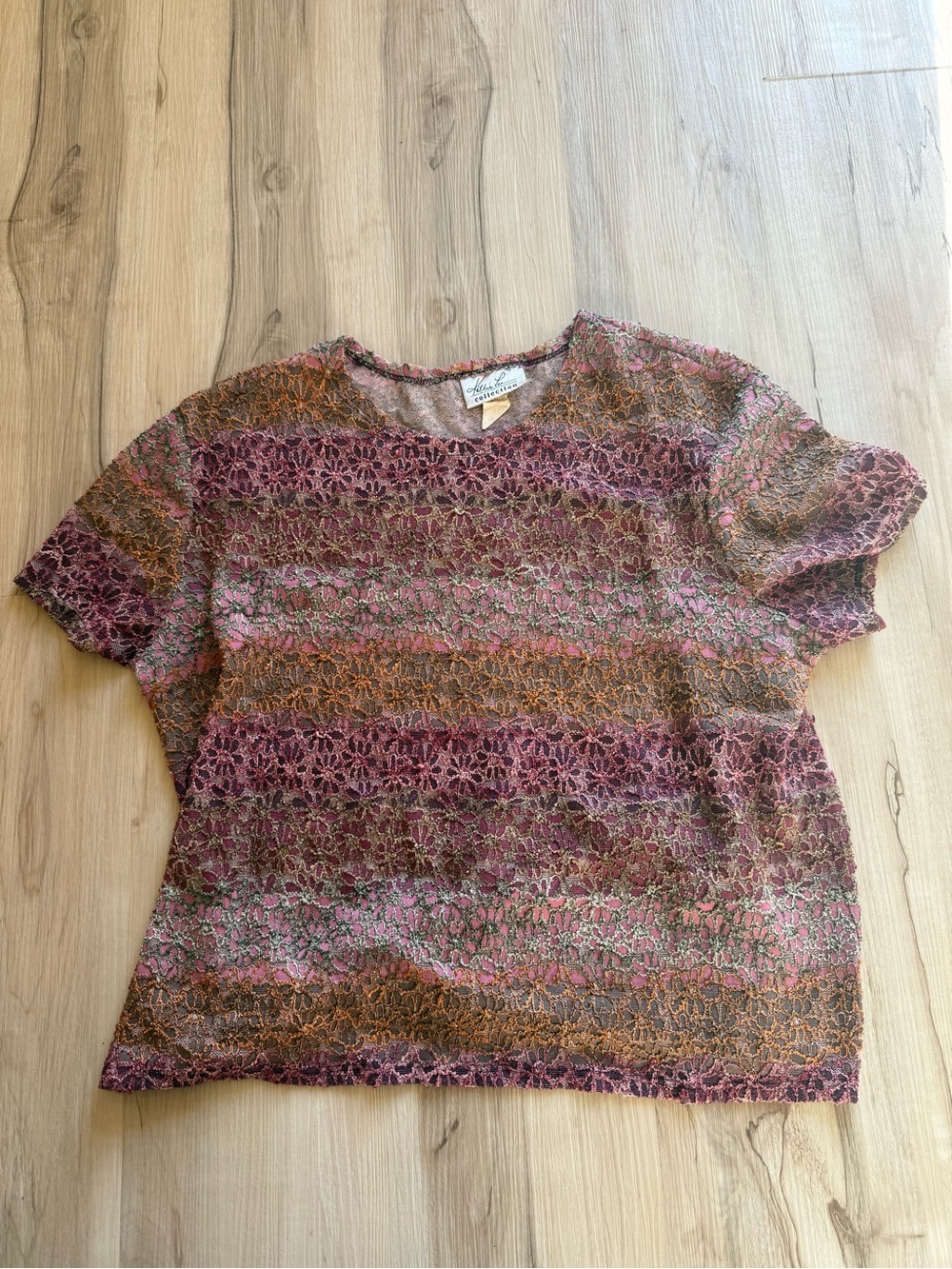 Vintage y2k Multi-Color Lace Short Sleeve Top